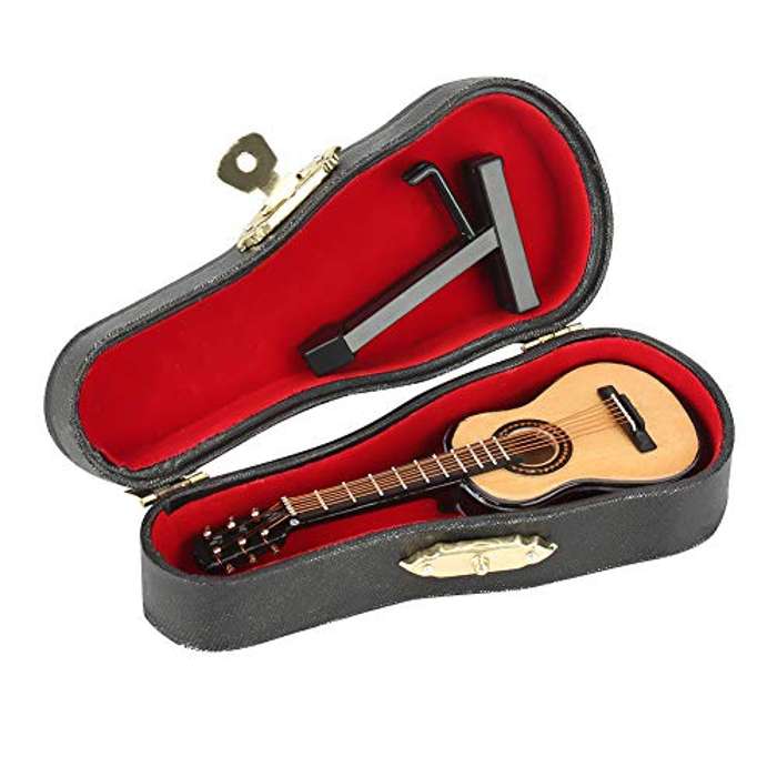 Guitarra en Miniatura de Madera con Soporte