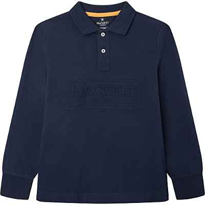 Hackett London Hackett Emboss Ls, Camiseta tipo polo Niños, Azul Marino, 9 años