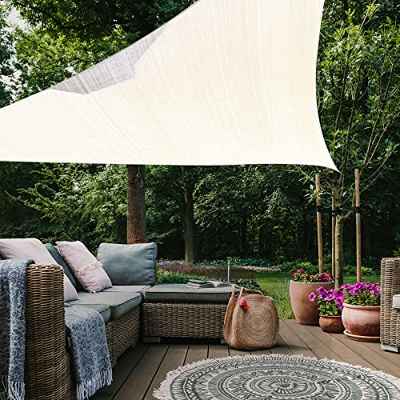 HAIKUS Toldo Vela Triangular 2x2x2 m, Vela de Sombra Triángula HDPE, Transpirable, Resistente y 95% Protección Rayos UV para Exterior, Jardín, Terrazas (Blanco)