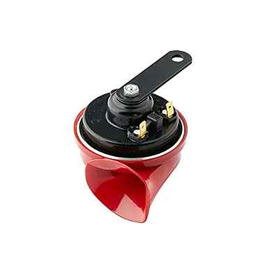 HELLA 3FG 007 424-011 Bocina - TE16 - 12V - 110dB (A) - Rango de frecuencia: 500Hz - sonido agudo - eléctrico - Color de carcasa: rojo/negro - Conexión de enchufe plano