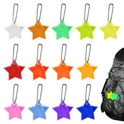 hocadon 13 Piezas Estrellas Seguridad Reflector, Colgantes Reflectores de Seguridad, Reflectores de Llavero para Caminando, Ciclismo, Ropa, Mochilas, Bolsos, Cochecitos, Sillas de Ruedas