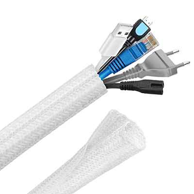 Hocerlu Organizador Cables Auto-Cierre Cubre Cables, 3m Recoge Cables Trenzado Expandible, Diámetro 12-20 mm, Tapa Cables para TV, Computadora, Cine en Casa, Cables Automotrices - Negro