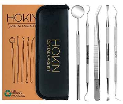 HOKIN Limpieza Dental 5 Piezas de Acero Inoxidable Blanqueamiento Dental Para Hombres, Mujeres, Niños y Mascota (5)