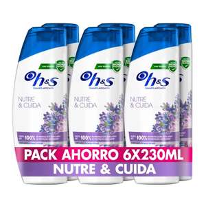 H&S Champú Anticaspa Nutre & Cuida, Hasta Un 100% De Protección Contra La Caspa, 230 ml x 6 (12,59 € con Compra Recurrente)