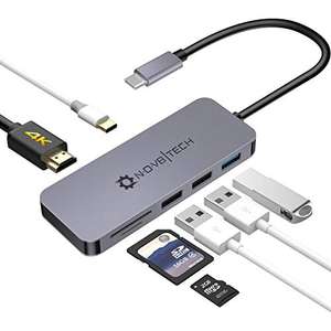 Hub Tipo C a HDMI, NOV8Tech 7-en-1 Lector SD/Micro SD, USB C 100W, USB 3.0, 2X USB 2.0