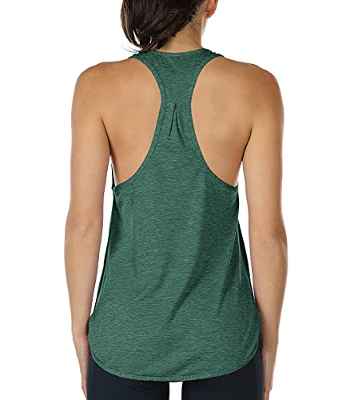 icyzone Camiseta sin Mangas de Fitness para Mujer Racerback Chaleco Deportivo (M, Ejercito Verde)