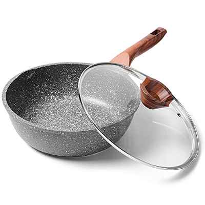 ilimiti 24cm con tapa Sartén honda, Sartén antiadherente 24cm con tapa , Apta para todo tipo de cocinas incluida inducción