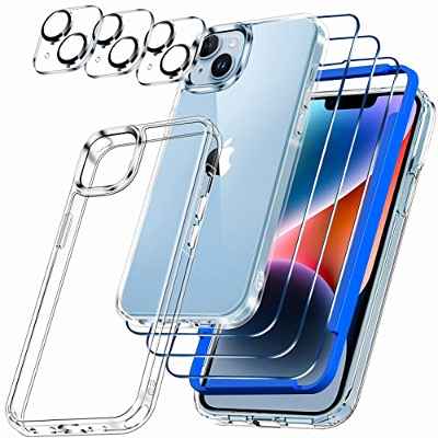 IMBZBK [10 in 1] para Carcasa Funda Apple iPhone 14 Plus Case Accesorios Transparente Capa Forro 3 Piezas Cristal Templado Protector de Pantalla 3 Piezas Protector Cámara Compatible con MagSafe