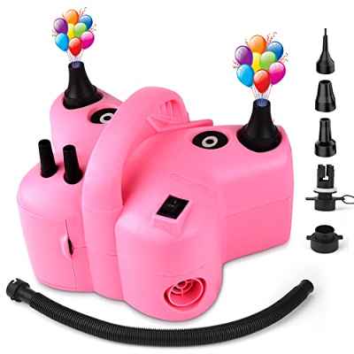 Inflador Eléctrico de Globos, Bomba de Aire Eléctrica 2 in 1 Inflado/Desinflado, Inflador Eléctrico con 5 Boquillas para Piscina, Anillo de Natación, colchón de Aire(600W, 220V)