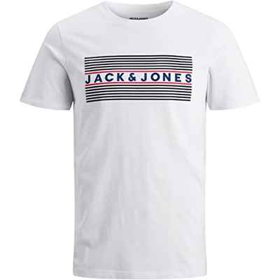 Jack & Jones JJECORP Logo tee SS Crew Neck Noos JR Camiseta, White/Detail:PLAY2, 164 para Niños