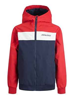 Jack & Jones JJERUSH Blocking Hood Bomber SN JR Chaqueta, True Red/Detalles: Bloqueo, 164 para Niños