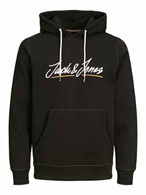 Jack & Jones Jortons Upscale Sweat Hood Sn Sudadera con Capucha, Negro, M para Hombre