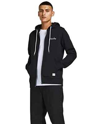 Jack & Jones Sudadera con Cremallera Jortons Ub Noos Chaqueta, Negro/Detalle: sólido, S para Hombre