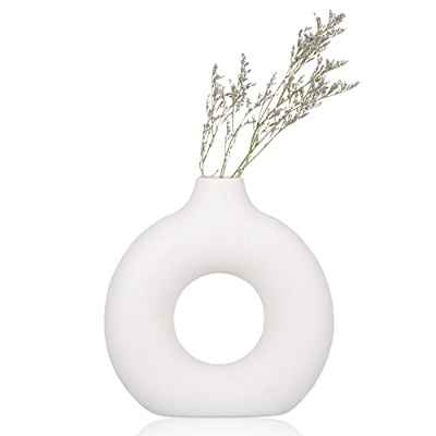 Jarrón De Cerámica Hecho a Mano,Jarrones Ceramica Modernos,Se Puede Insertar con Flores Secas Y Pampas Grass, Se Puede Usar como Sala De Estar, Decoración De Oficina, Altura 23 cm/9 Pulgadas (M)