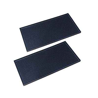 JIAMIAN 2 PCS Alfombrilla Servicio bar, Posavasos Goma Antideslizante PVC para Barman, Alfombrilla Secado Platos Rapido, Tapete Escurridor, 30 x 15 cm, Negro