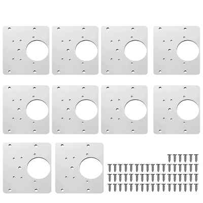 Jooheli Placa de Reparación de Bisagras, 10 Piezas Bisagra Reparación Placa y 60 Tornillos, Kit de Reparación de Bisagras, Acero Inoxidable Placa Reparación Accesorio para Gabinete Muebles Ventana