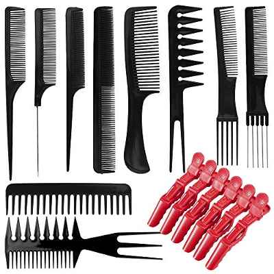 Juego de 10 peines profesionales para el cabello, cepillo de peines DanziX con 6 pinzas de cocodrilo para el cuidado del cabello para uso en salones y peluquerías
