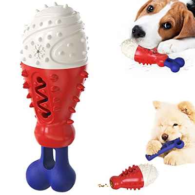Juguete para Masticar, Dientes de Entrenamiento duraderos para Perros, Juguetes para golosinas, Sabor a Pavo para masticadores agresivos TPR y Nailon para Cachorros (Rojo) (Rojo)