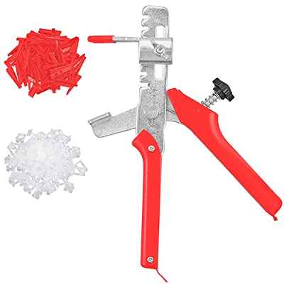 Kamtop Sistema de Nivelación de Azulejos Espaciadores y Cuñas Kit de Nivelador de Baldosas 100 Cuñas y 100 Clips Alicates para Trabajos de Construcción Decoración en Casa Oficina Escuela