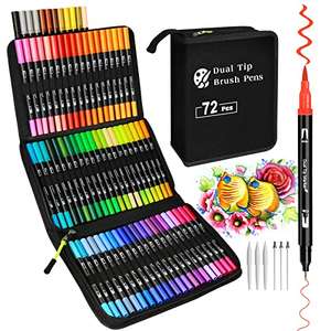 KAZATE Rotuladores Lettering Kit 72 Colores, Punta Pincel Doble