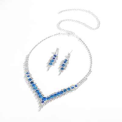 KONFEN Conjuntos de joyería de boda - Conjunto de joyería de novia con diamantes de imitación con collar y aretes para novia - Joyería de dama de honor para mujeres niñas Regalo de San Valentín