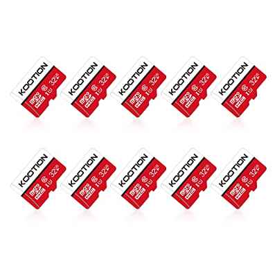 KOOTION Lote Micro SD 32GB 10 Piezas Clase 10 Tarjeta Memoria (U1 y A1) Memory Card Micro SD Card 32G 10 Pack con Adaptador para Telefonos,Cámara,Gopro,Alta Velocidad de Lectura hasta 80 MB/s