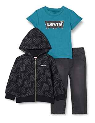 Levi's kids Lvb Hoodie tee Pant Set Juego de Pantalones, Negro, 12 Meses Bebé-Niños