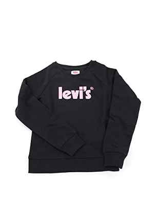 Levi'S Kids Lvg Poster Logo Crew, Tripulación para Niñas, Negro (Black), 14 años