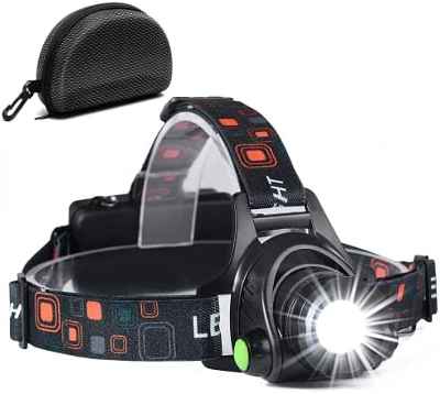 Linterna frontal recargable con función zoom 