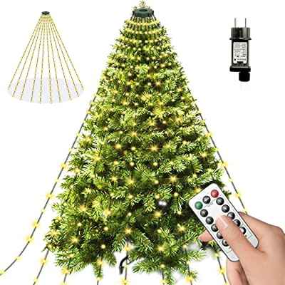 litogo Luces Arbol Navidad, Luces LED para Arbol de Navidad con Control Remoto, 8 Modos, Impermeable Luces Led Arbol Navidad interior/Exterior Decoración Fiestas, Jardín, Boda - Blanco Cálido