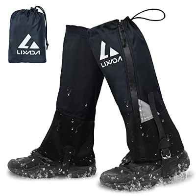 Lixada Polainas Impermeables Resistentes Al Desgarro para Piernas Altas Lluvia Nieve Ajustable Portátil Ligero para Senderismo Mochilero Desierto Camping Escalada Ciclismo 1 Par