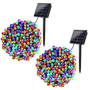 Luces de Navidad Solares Exterior, 200LED 8 Modos Impermeable (2 paquetes) [También color blanco y cálido]