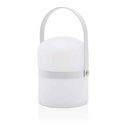 LUUK LIFESTYLE Lámpara LED portátil de diseño, recargable, 72 horas de duración, con asa, Linterna estética y minimalista para jardín y terraza con luminosidad regulable, impermeable IP44, blanca