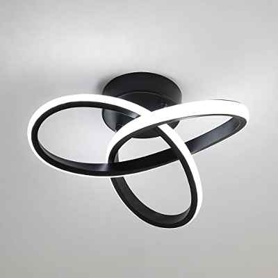 Luz de techo LED, lámpara de techo de aluminio LED de trébol negro de 20 W, luz blanca de 220 V, 6500 K, adecuada para sala de estar, dormitorio, estudio [Clase de eficiencia energética E]