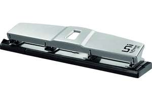 Maped - Perforadora de Papel - Universal 10/12 Hojas con 4 Agujeros - Agujeador de Papel- Tapa para Vaciar Confetis - Acabado Plateado