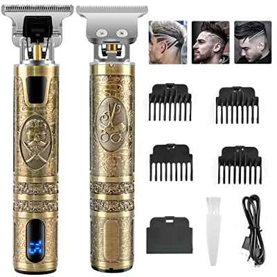 Máquina de Cortar Pelo Profesional, Cortapelos inalámbrico Hombre Cortador de Pelo Recargable con Hoja T, Recortadora de Barba de Espacio Cero con 4 Peines-guía para Uso de Hogar y Peluquería