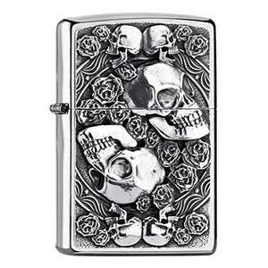 Mechero Zippo Collection 2019 - Diseño Calavera y Rosas, Plateado