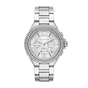 Michael Kors Reloj para mujer Camille, movimiento de cronógrafo, caja de acero inoxidable plateado de 43 mm MK6993