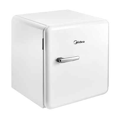 Midea - Mini Frigorífico Vintage - Capacidad 43 L Frigorífico - Sin Congelador - Mini Bar Retro - Silencioso 39 dB - Modelo MDRD86SLF01 - Color Blanco