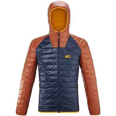 MILLET - Tilicho Hoodie M - Chaqueta de Senderismo para Hombre - Compresible y Ligera - Senderismo, Trekking - Azul/Naranja