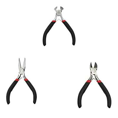 Mini Alicates De Precisión Juego - Para Hacer Joyas Multiusos Electrónica Mecánica Modelismo Pequeños Joyería Corte Lateral Trabajos Pesados Punta Redonda Herramienta, 3 Pcs