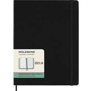 Moleskine Weekly Planner 2023-2024, Agenda de 18 Meses, Agenda Académica Tamaño Extra Grande 19 x 25 cm