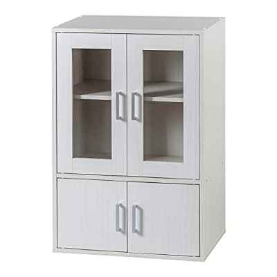 Movian, Vitrina / Vitrina con baldas y tirador de puerta / Vitrina de madera / Estantería con puertas, Diseño,Ajustable en altura cada 3,2 cm, Cocina, sala - Cabinet - GKN-9060 - Roble Blanco