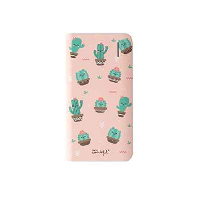 Mr. Wonderful Batería Externa portátil para móvil, Power Bank 4.000 mAh, MiniCactus 1 y 3 Cargas - 2 Conexiones USB