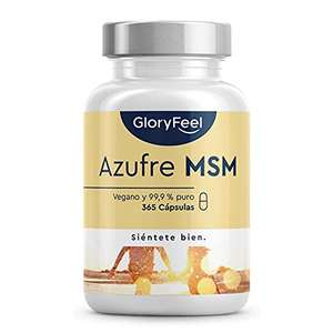 MSM 365 cápsulas veganas - 1600mg MSM (Metilsulfonilmetano) en polvo por dosis diaria de azufre orgánico - 99,9% Puro
