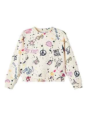 NAME IT Nkfballia LS Loose Sweat UNB-Pantalón Corto Sudadera, Crema de Mantequilla, 122 cm-128 cm para Niñas