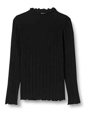 NAME IT NKFNORALINA LS Slim Top Noos Camiseta de Manga Larga, Negro, 122 cm-128 cm para Niñas