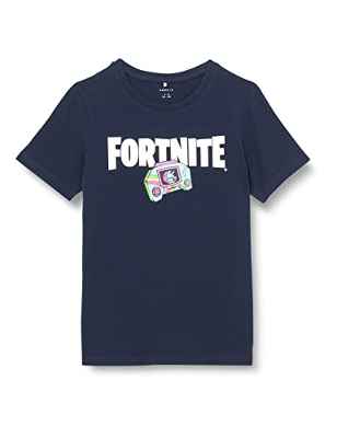 NAME IT NKMFRAME FORTNITE SS Top Box Noos BFU Camiseta, Azul Oscuro (Dark Sapphire), 134-140 cm para Niños