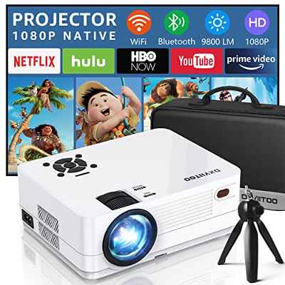 Native 1080P Projector with WiFi and Two-Way Bluetooth, Full HD Movie Projector for Outdoor Movies, 300" Display Projector 4k Home Theater, Compatible with iOS/Android/PC/XBox/PS4/TV Stick/HDMI/USB
