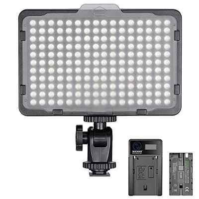 Neewer Regulable 176 LED Luz de Video 5600K en Panel de Luz de Cámara con 2200mAh Batería y Cargador USB para Canon, Nikon, Pentax, Panasonic, Sony y Otras Cámaras Digitales SLR para Fotografía